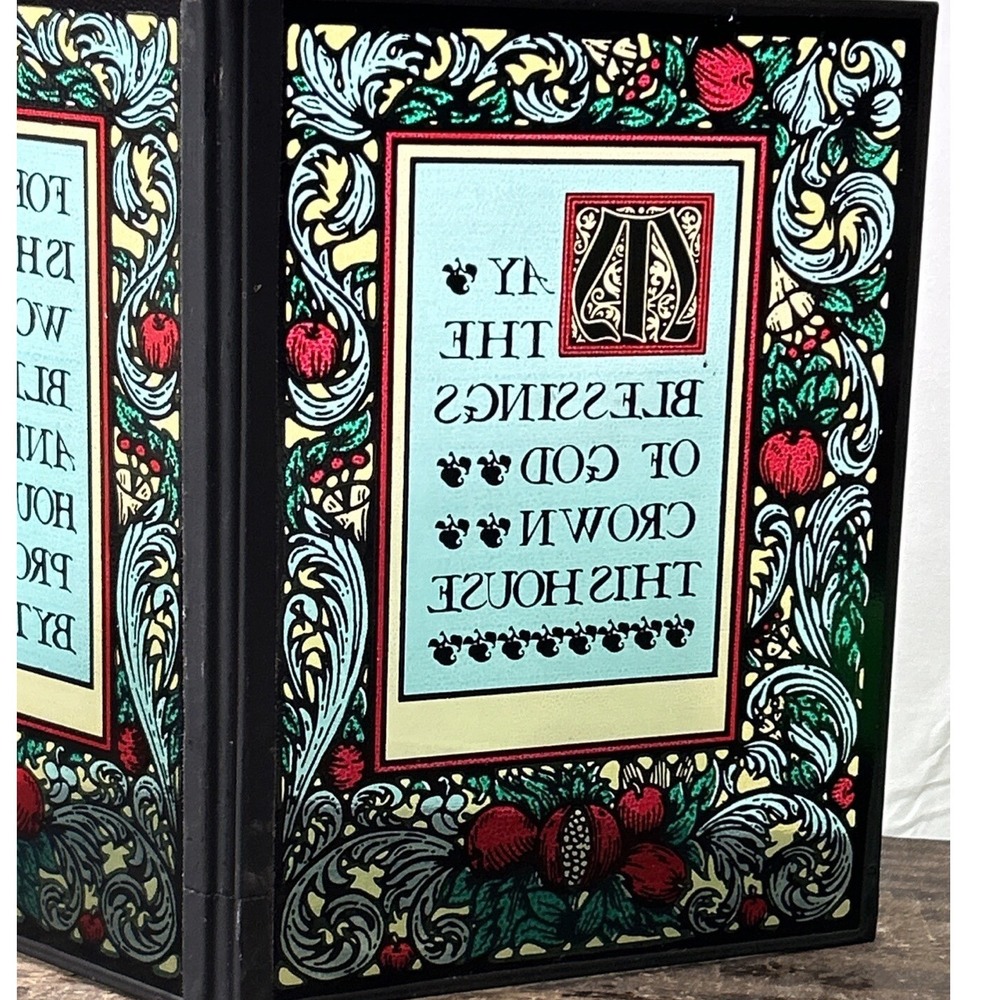 Religious Stained Glass Style Folding Diptych House Blessing Biblical Verse Art - Picture 7 of 7